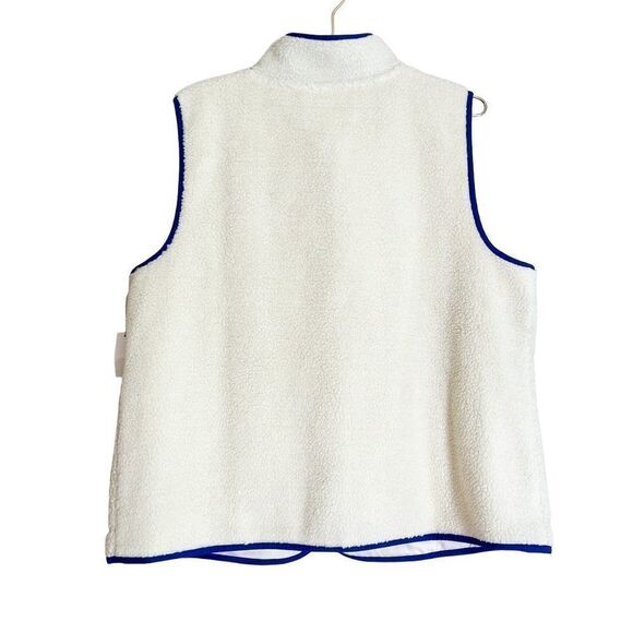 NWT Talbots Cream Sherpa Blue Trim Pocket Zip Up Vest 1X - Picture 6 of 8